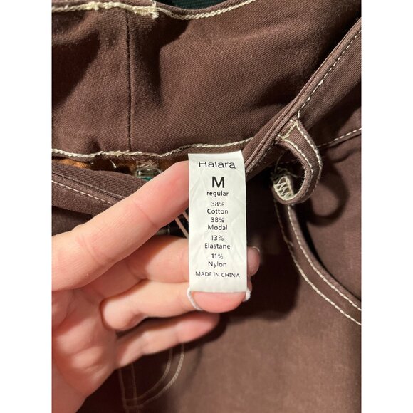 Halara Womens Brown Stretch Denim Pencil Skirt Size M With Front & Back Pockets - Picture 3 of 3